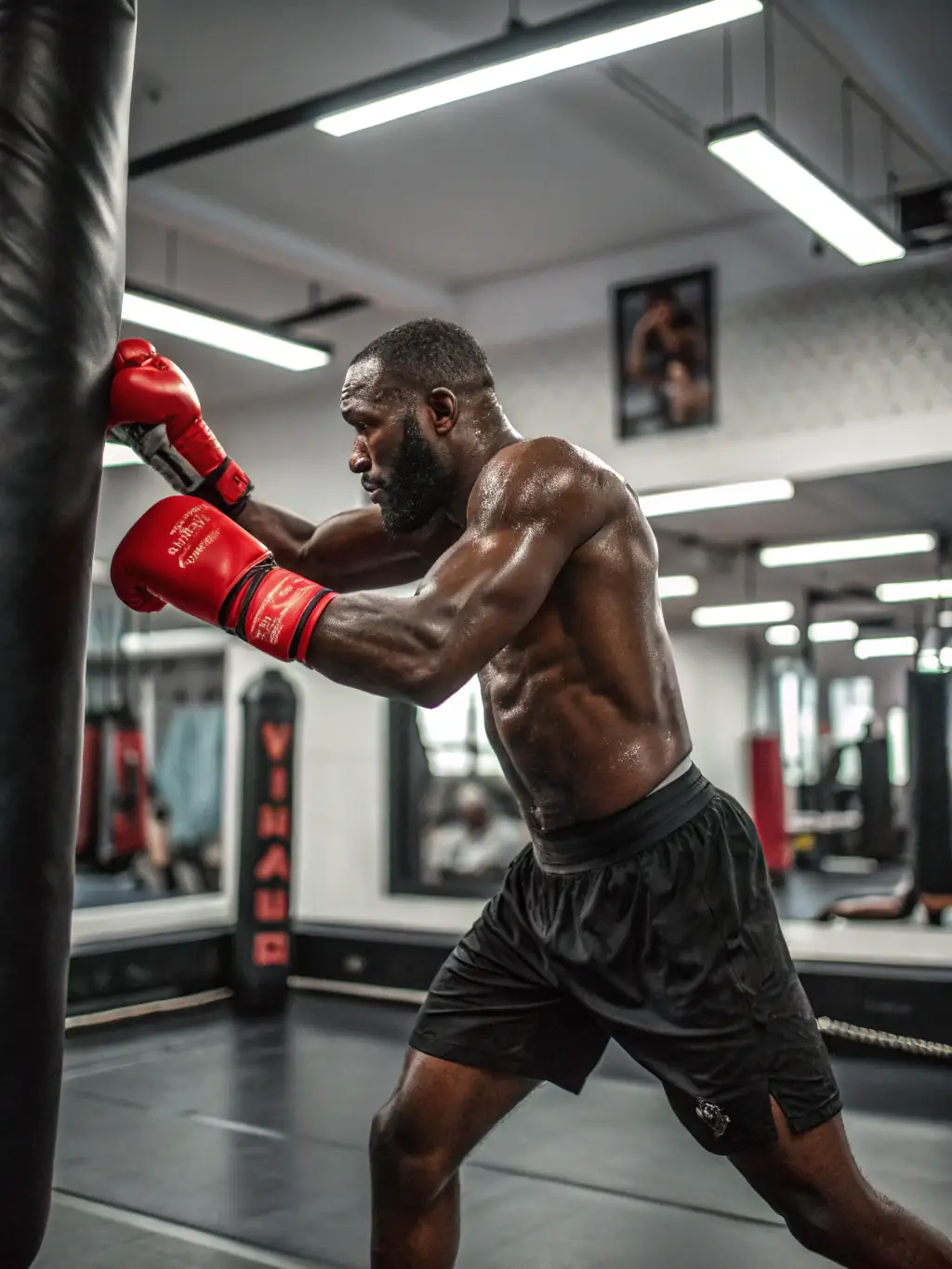 A focused image of a boxer practicing footwork drills, highlighting the importance of agility and coordination in boxing.