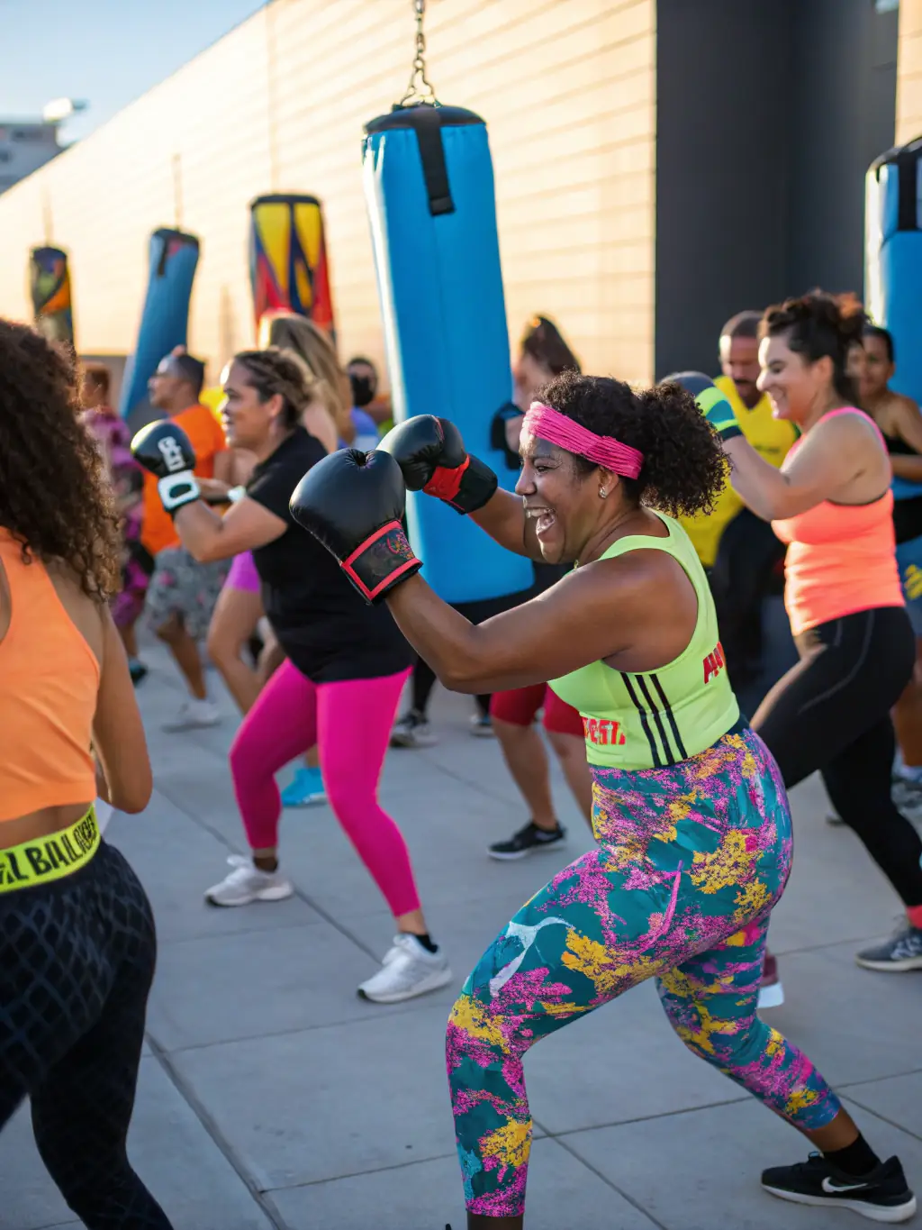 A diverse group of BOXE COOP members celebrating a successful training session, highlighting inclusivity and shared achievement.
